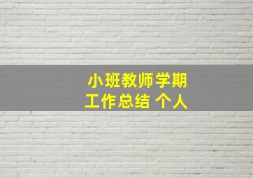 小班教师学期工作总结 个人